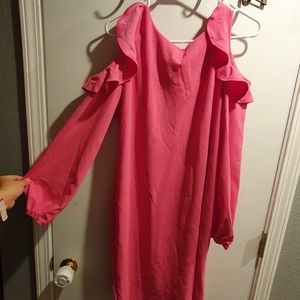 PinkBlush Ruffle Trim Puff Sleeve Maternity Dress